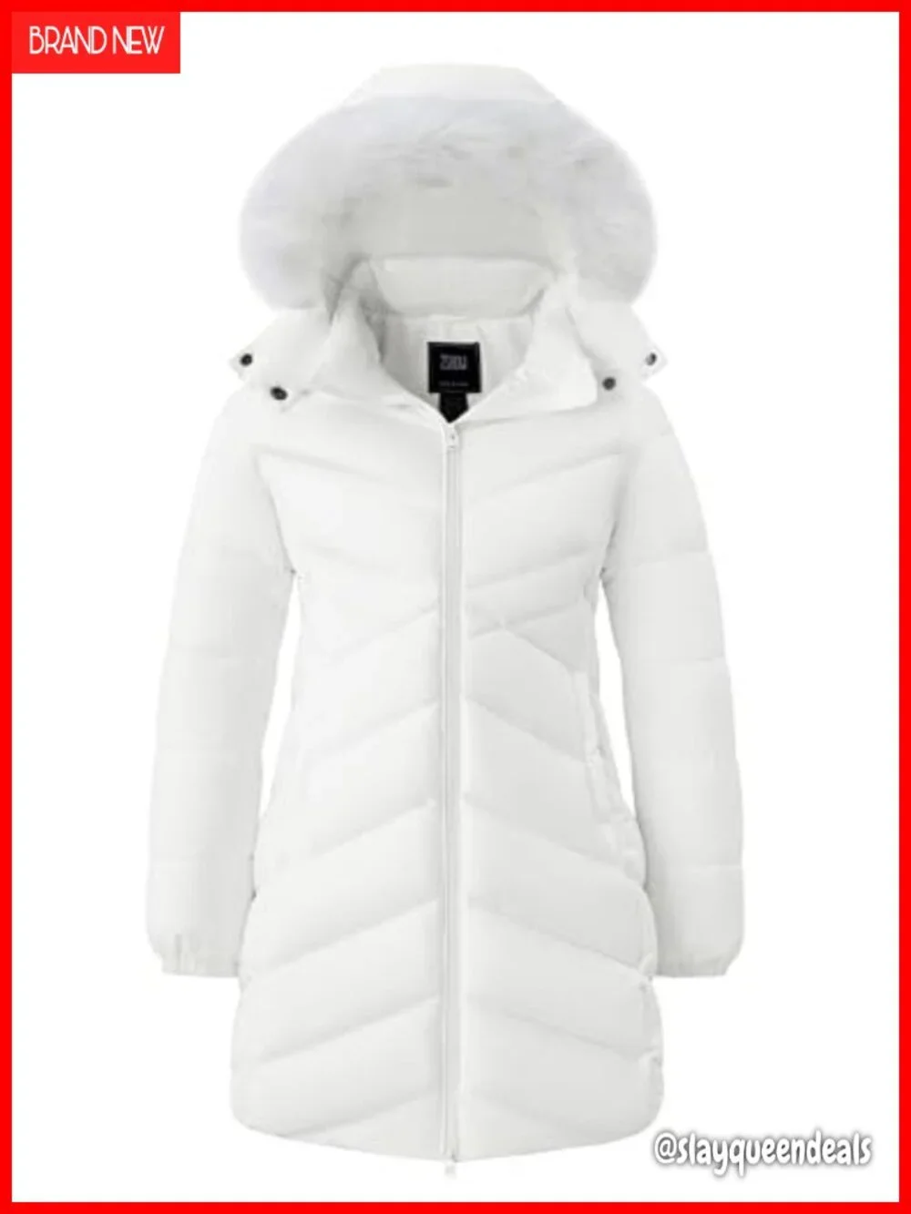 Long Quilted Puffer Jacket with Hood Waterproof Windproof Lightweight Winter